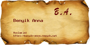 Benyik Anna névjegykártya